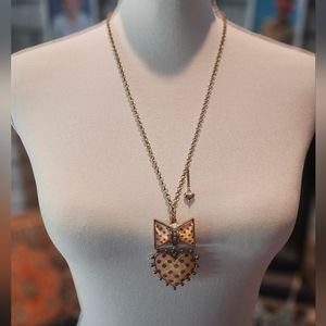 Betsy Johnson Statement Fashion Long Heart Necklace Heart/Bow